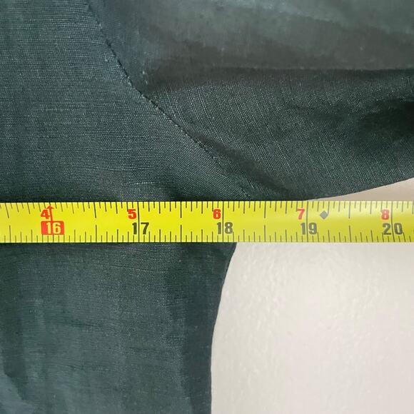 Folk Linen Blend Blouse S Green Embroidered Button Top Boho Cottagecore Romantic - Picture 8 of 9